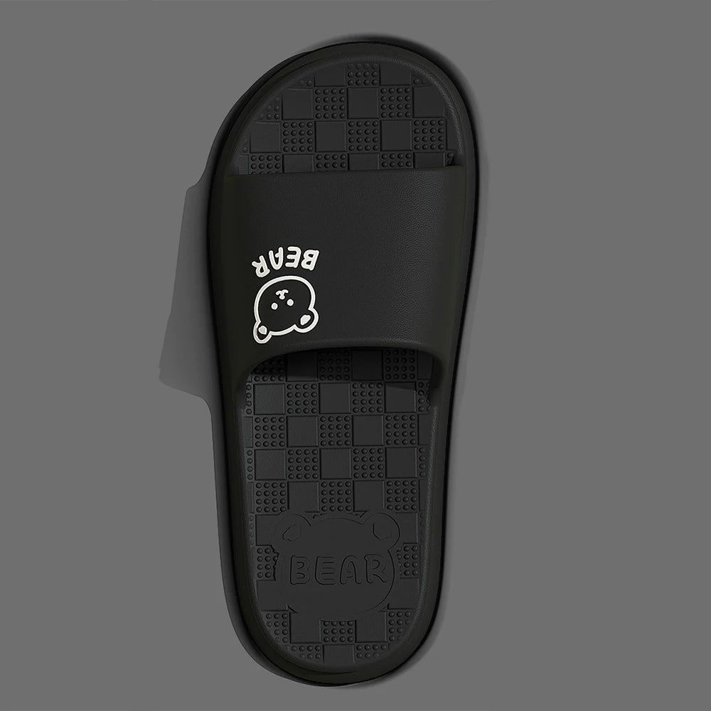 ZHIDA Fashion Women's Slippers Indoor Bathroom Soft Sole EVA Men Cartoon Bear Print Slides Summer Outdoor Couple Cool Shoes