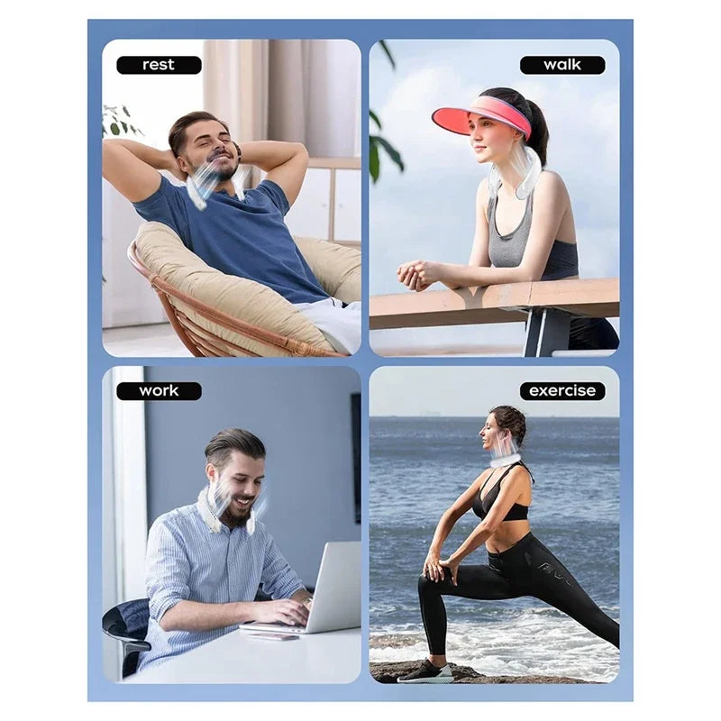 Bladeless Neck Fan,4 Turbo Portable Neck Fan,4000Mah Battery Operated, 360° Cooling Airflow,For Home,Office,Travel