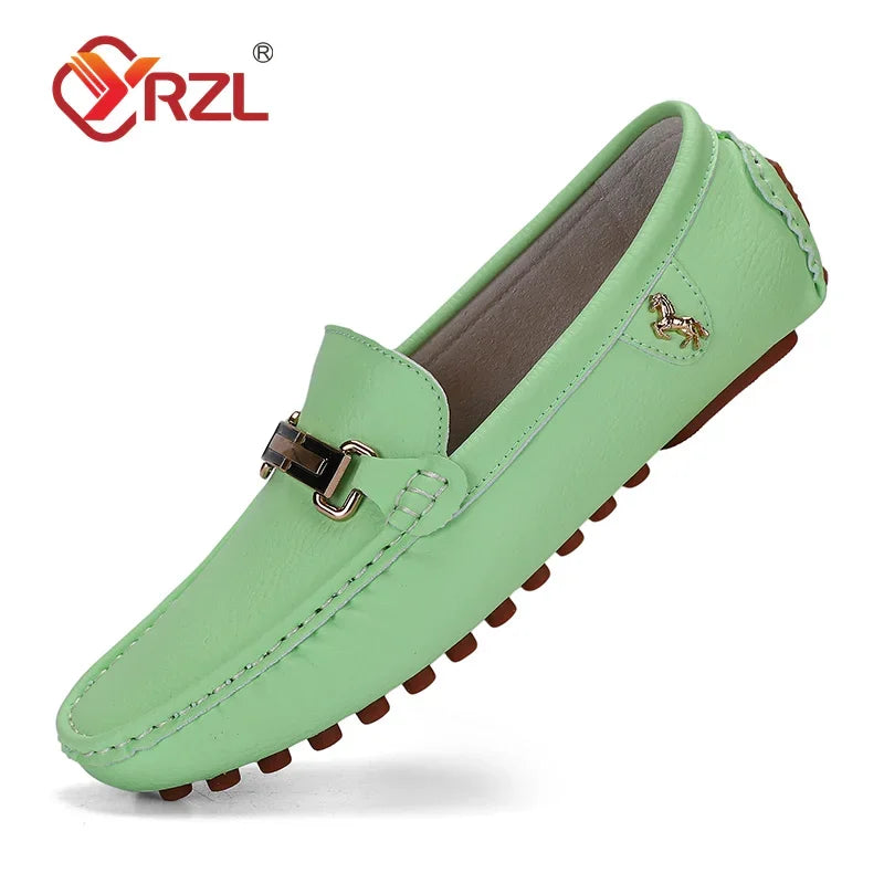 YRZL Loafers Men Handmade PU Leather Loafer Casual Driving Flats Slip-on Shoes Luxury Comfy Moccasins White Loafers Shoes Men