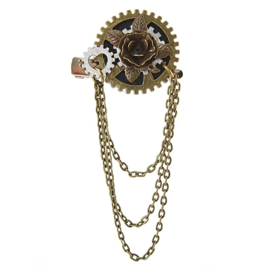 Metal Brooch Pin Lapel Stick Pin Suit Tie Brooch Steampunk Hair Clip for Women Men Coat Hats Jewelry Accessory
