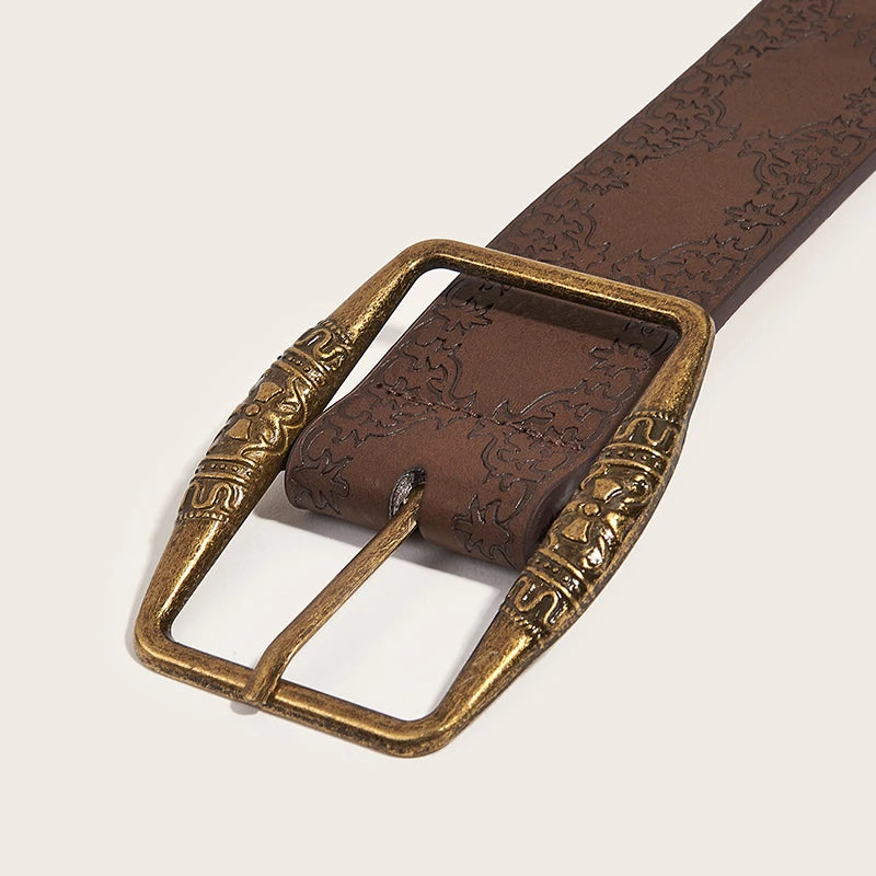 Ethnic Style Retro Y2K Belts For Women High Quality Vingtage Brown Unisex Men Jeans Belt Personality Waistband Deisgner