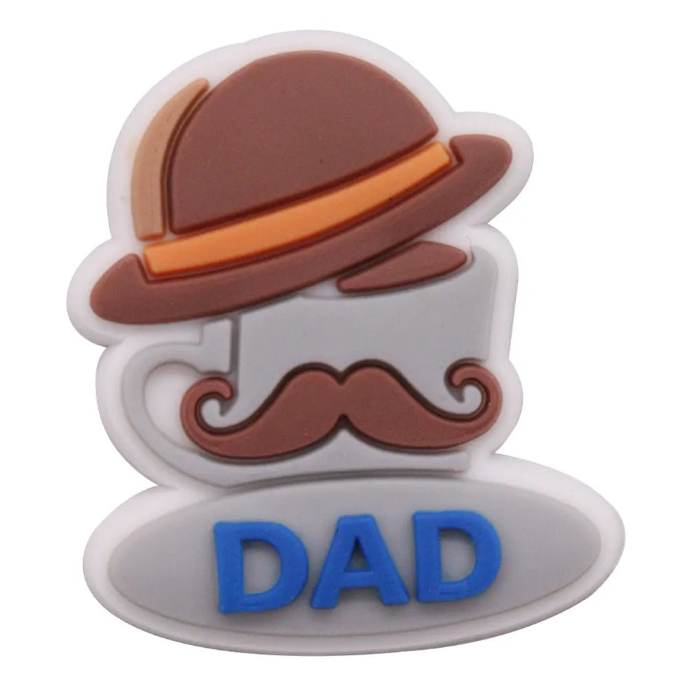 1-34PCS Cartoon Papa Happy Father's Day Best Dad Heart PVC Shoes Charms Accessories Buckle Clog Decorations DIY Bracelet
