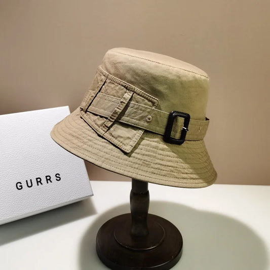 Designer Brand Fashion Women Belt Buckle Bucket Hat Luxury Sunscreen Panama Flat Fisherman Hat Casual Beach Sun Hats Basin Cap