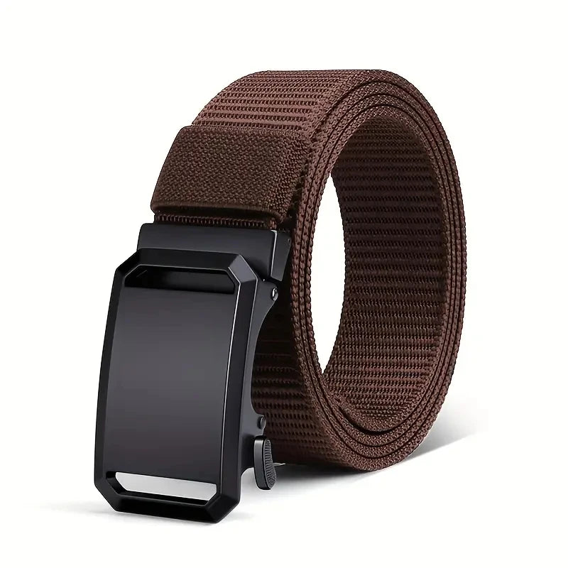 Men's Belt Automatic Metal Buckle Nylon Webbing Outdoor Work Tactical Belt Toothless Automatic Buckle Casual Sports Canvas Belts