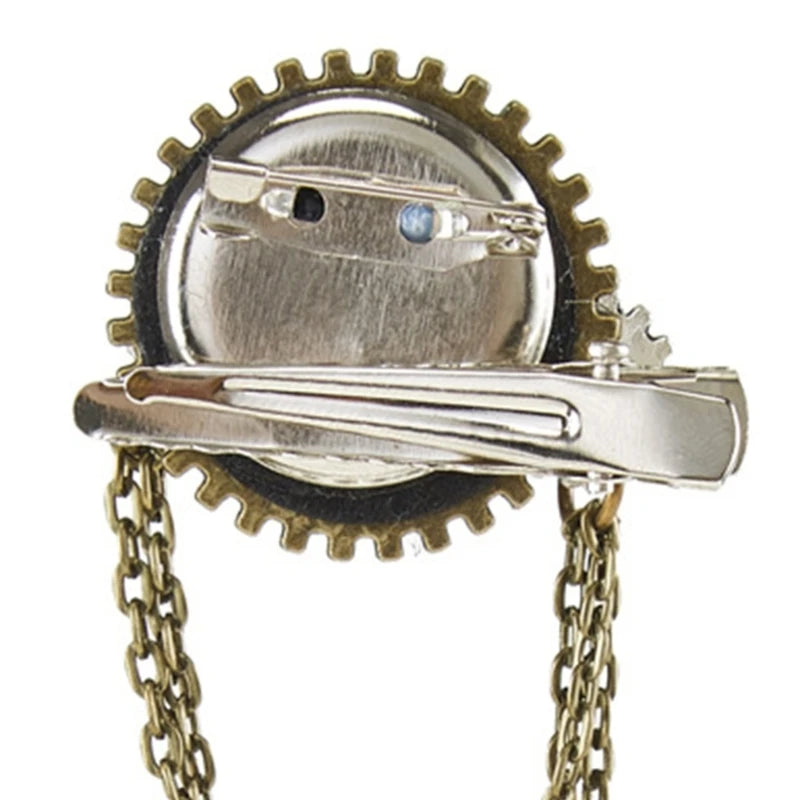 Metal Brooch Pin Lapel Stick Pin Suit Tie Brooch Steampunk Hair Clip for Women Men Coat Hats Jewelry Accessory