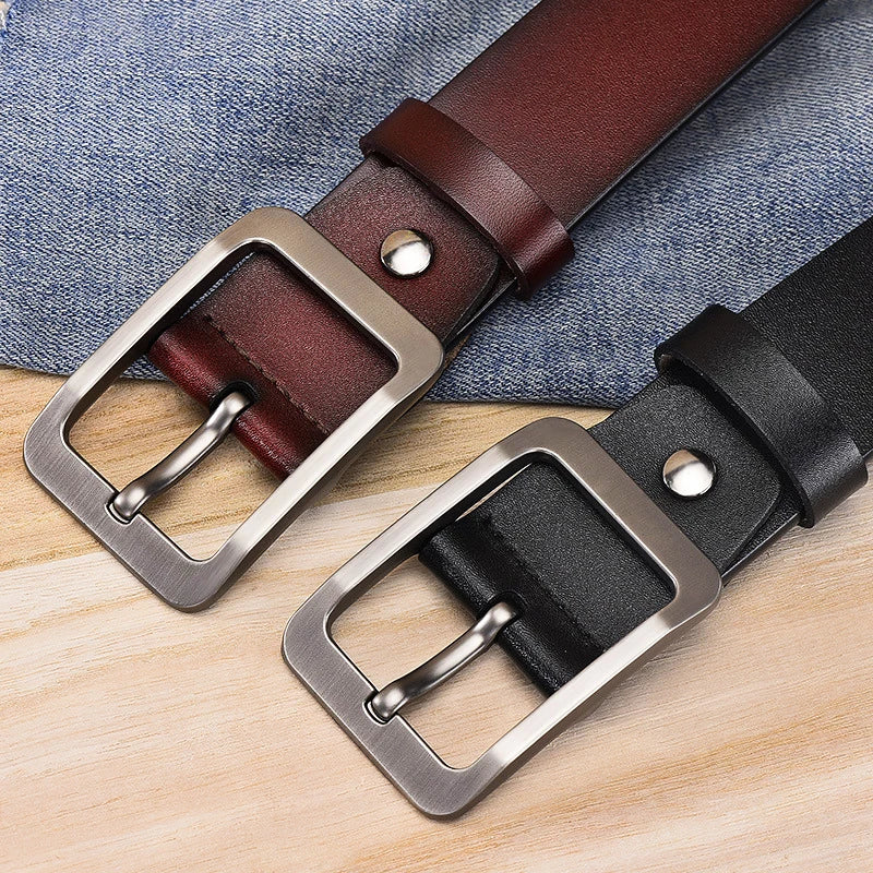 Japanese style buckle simple belt men's belt new large size 100-130cm vintage needle buckle men's belt high quality