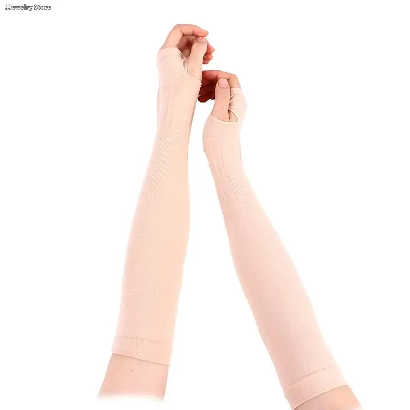 New 1Pair Ice Silk Sleeve Sunscreen Cuff Arm Sleeves Anti-Slip Summer Men Women Gloves Outdoor Riding Uv Sun Protect