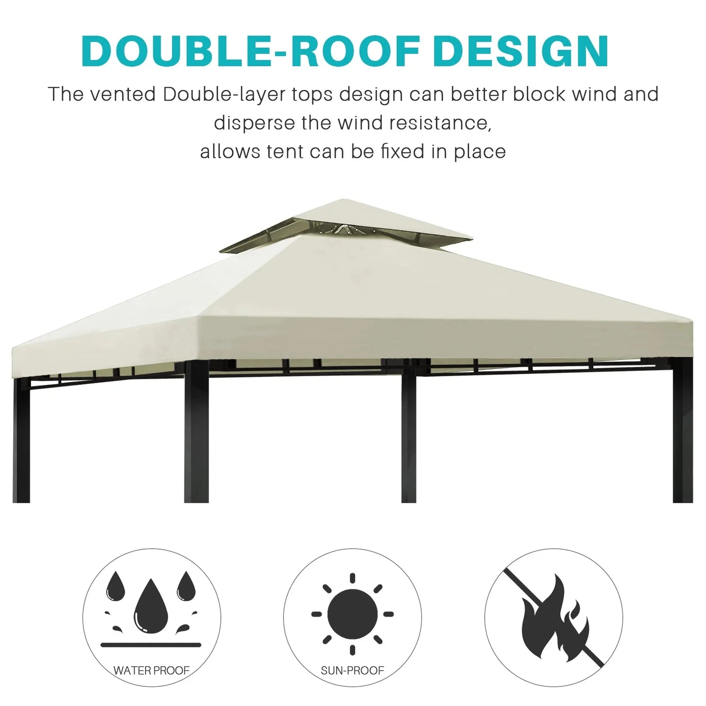 3x3m Outdoor Garden Parasol Cloth Gazebo Awning 118"x118" Canopy Replacement Pergolas Cloth For Outdoor Garden Canopy Sunshade