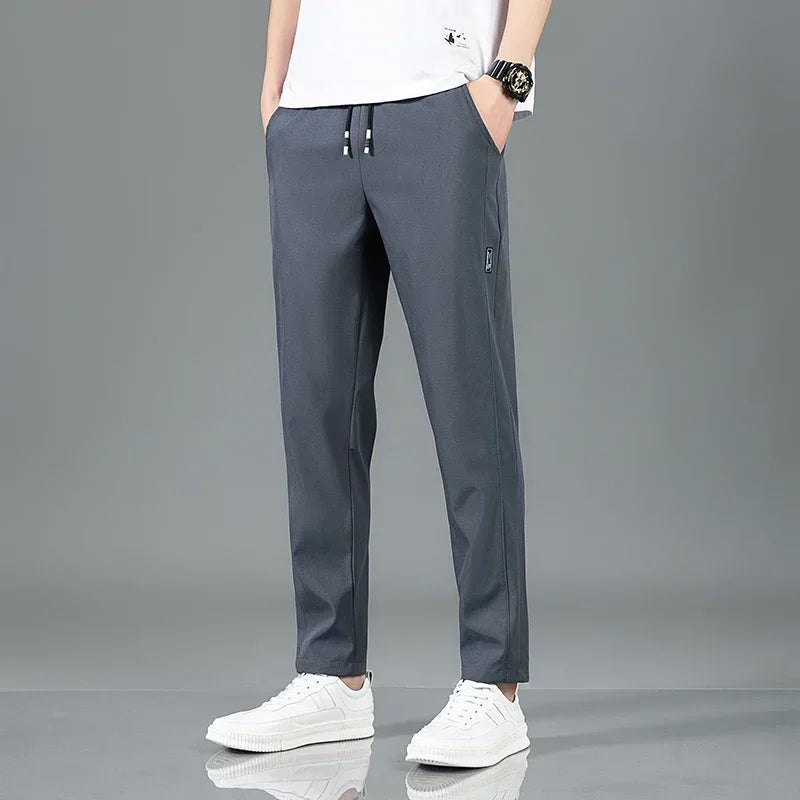 2024 Men's Sports Pants Spring Business Casual Loose Comfortable Drawstring Straight Pants Outdoor Fitness Jogger Men's Pants