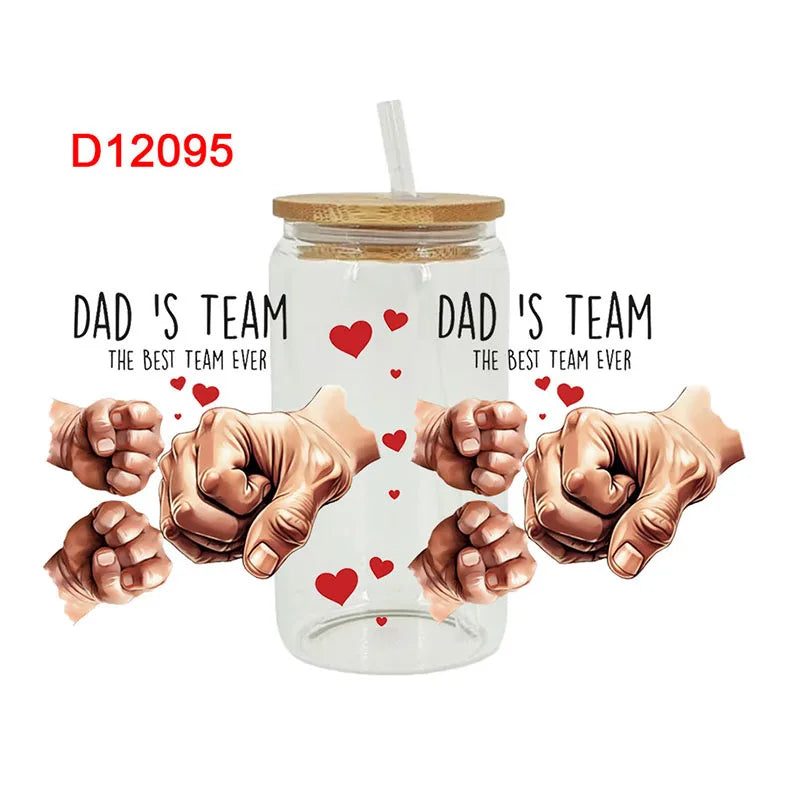 3D UV DTF Transfers Stickers 16oz Cup Wraps Dad Father's Day Printed For DIY Glass Ceramic Metal Leather Etc. D11785