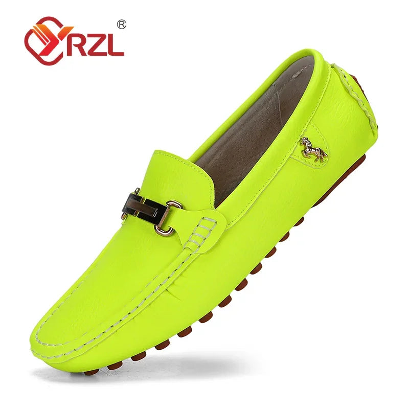 YRZL Loafers Men Handmade PU Leather Loafer Casual Driving Flats Slip-on Shoes Luxury Comfy Moccasins White Loafers Shoes Men