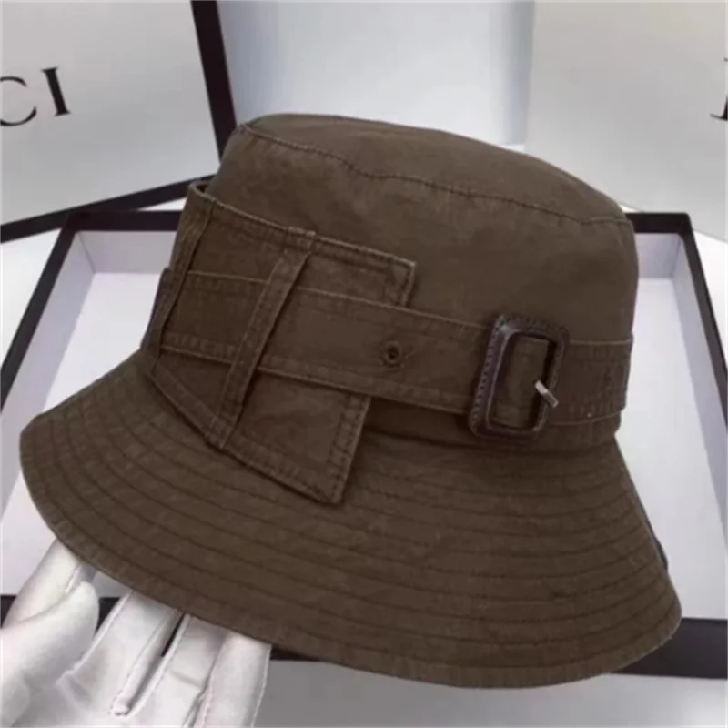 Designer Brand Fashion Women Belt Buckle Bucket Hat Luxury Sunscreen Panama Flat Fisherman Hat Casual Beach Sun Hats Basin Cap