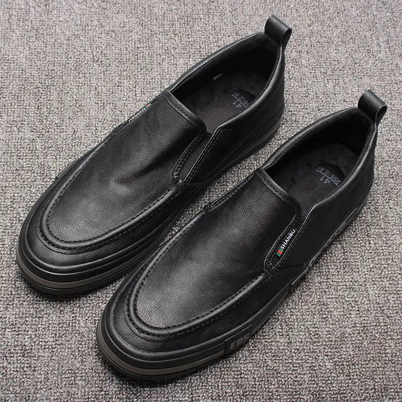 Leather Shoes for Men Flat Round Toe Man Casual Loafers Shoe Pu Summer Sale in Promotion Comfortable Retro Social Low Price On
