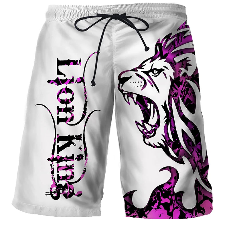 Cool Tiger Lion Wolf Summer Swimwear Shorts Comfortable Surf Board Shorts Quick Dry Swimsuit Sport Trunks Men's Beach Shorts Boy
