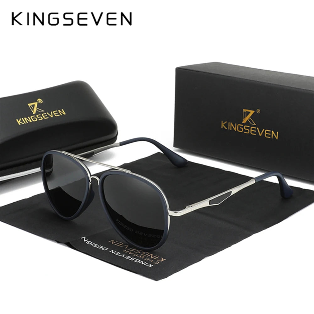 KINGSEVEN Classic Pilot Men's Sunglasses Fashion Polarized Male Glasses Eyewear UV400 Blocking Outdoor Travel Sunscreen Eyewear