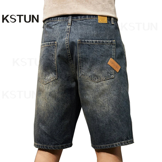Men Summer Short Jeans Denim Shorts Loose Fit Wide Leg Baggy Jeans Knee Length Pants Casaul Large Size Oversized 42 Men's Shorts