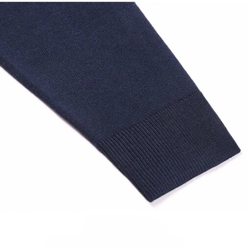 Autumn & Winter Men's Long-Sleeved Sweater,  Half Turtleneck Pullover Wool-like Business Casual Top, Half Zip Pullover