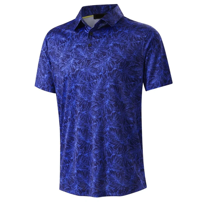 Stars Tree Pattern 3D Printed Polo Golf Shirt For Men Plaid Striped Design Casual Sports Button T-shirt Short Sleeves Sunday