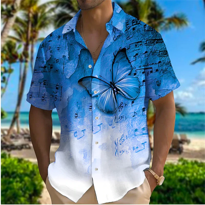 2023 Men's Shirt Pattern Printed Leaf Lapel Shirt Street Short Sleeve Men's Fashion Designer Casual Soft Hawaiian Shirt 5XL