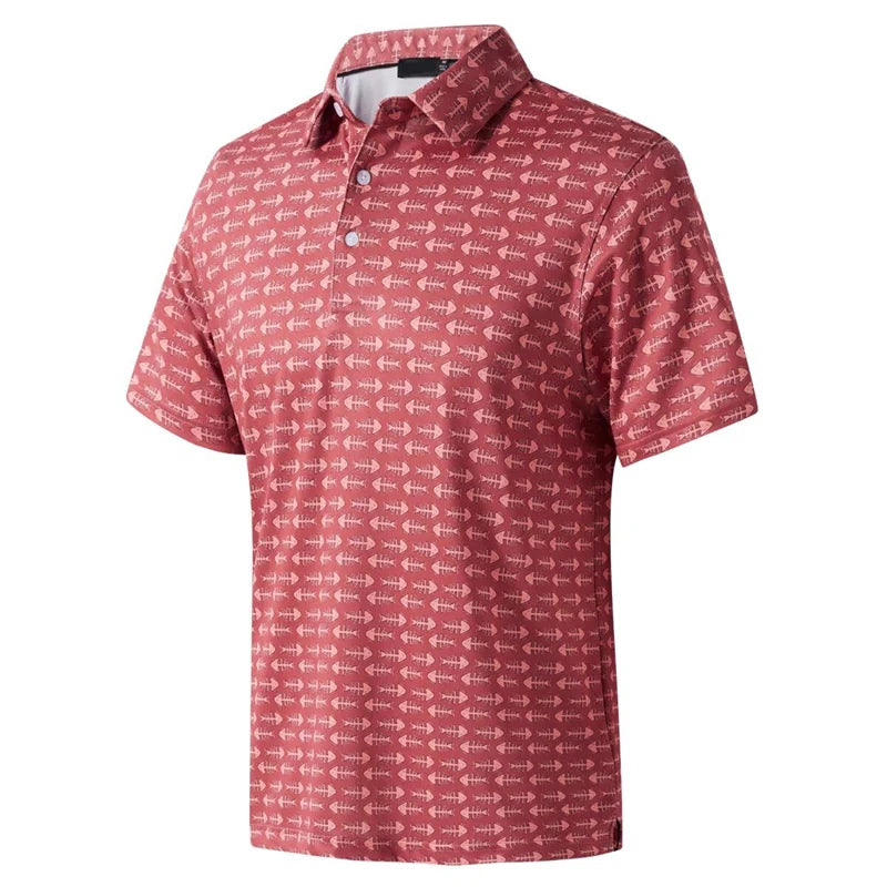 Stars Tree Pattern 3D Printed Polo Golf Shirt For Men Plaid Striped Design Casual Sports Button T-shirt Short Sleeves Sunday