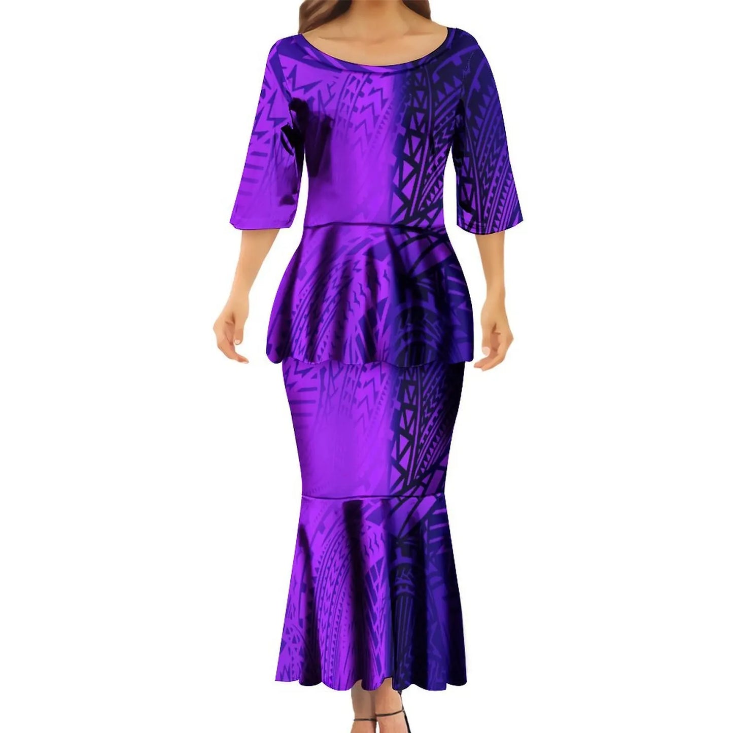 Polynesian Tribes Print Family Matching Clothing Couple Clothing Samoan Dress Puletasi Suit And Plus-Size Men'S Shirt