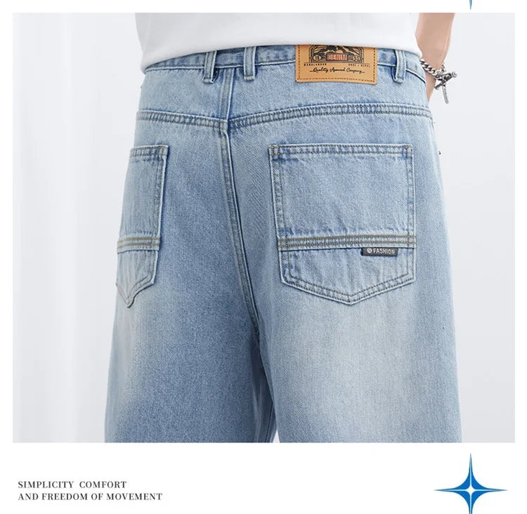 2025 Spring/Summer Korean Style Straight Leg Lyocell Jeans Men's Fashion Versatile Loose Thin Pants Men's Washed Retro ﻿