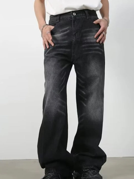 Summer Men's Jeans Wide Leg Classic Daily Denim Pants Waist Cargo Harajuku Jeans Male Autumn Designer Loose Black Long Trousers