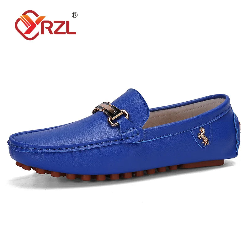 YRZL Loafers Men Handmade PU Leather Loafer Casual Driving Flats Slip-on Shoes Luxury Comfy Moccasins White Loafers Shoes Men