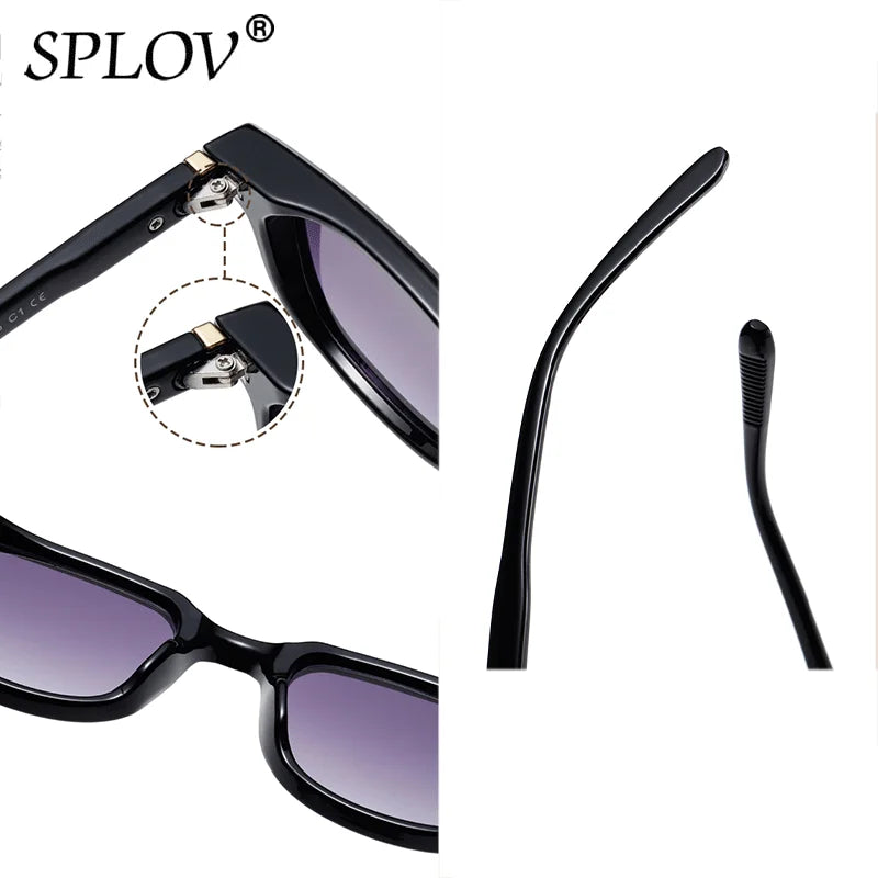 Luxury Vintage Square Men Sunglasses Rivets Driving Shades Fashion Gradient Leopard Eyewear Blue Green Trendy Sun Glasses UV400