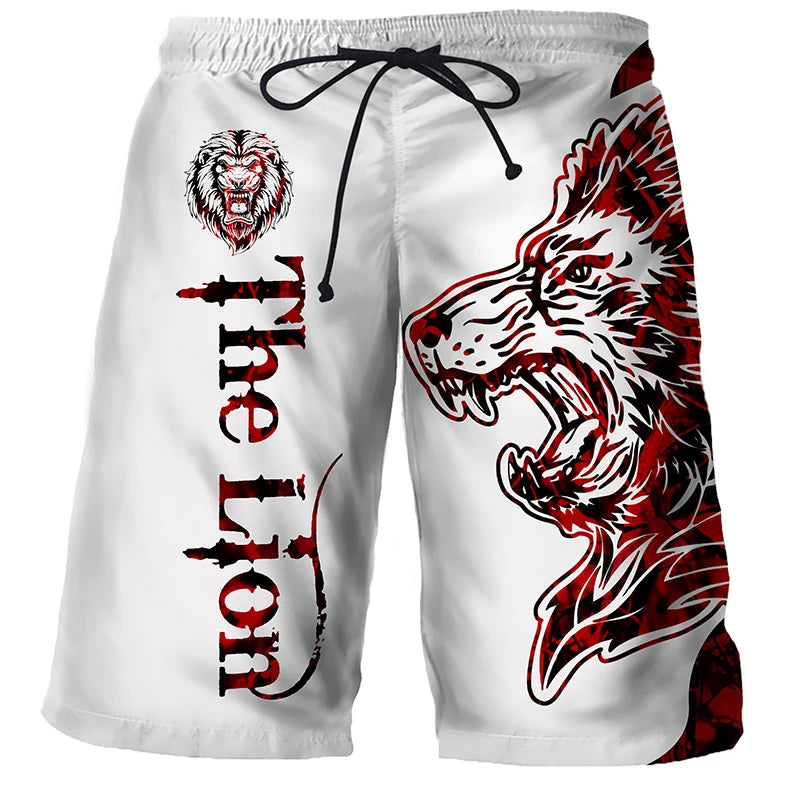 Cool Tiger Lion Wolf Summer Swimwear Shorts Comfortable Surf Board Shorts Quick Dry Swimsuit Sport Trunks Men's Beach Shorts Boy