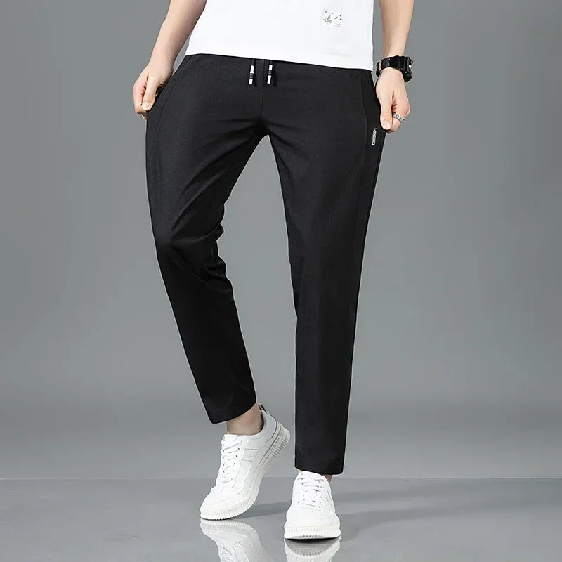 2024 Men's Sports Pants Spring Business Casual Loose Comfortable Drawstring Straight Pants Outdoor Fitness Jogger Men's Pants