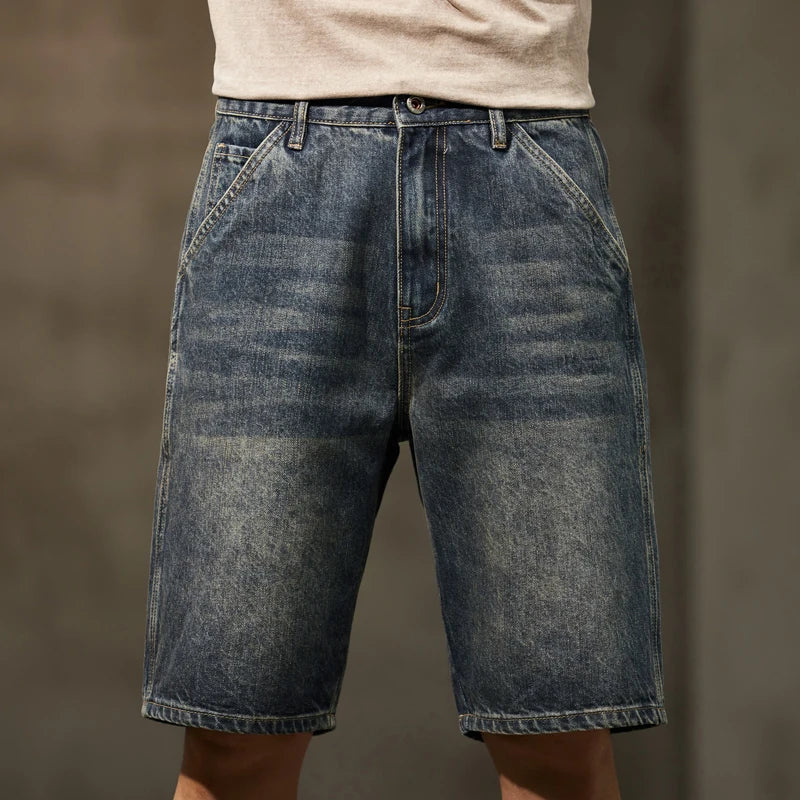 Men Summer Short Jeans Denim Shorts Loose Fit Wide Leg Baggy Jeans Knee Length Pants Casaul Large Size Oversized 42 Men's Shorts