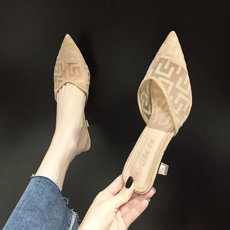 Women's Mules Shoes Designer Comfortable Summer New 2024 With Young On Sale Mirror Luxury Slippers Elegant Fashion Sandals Woman