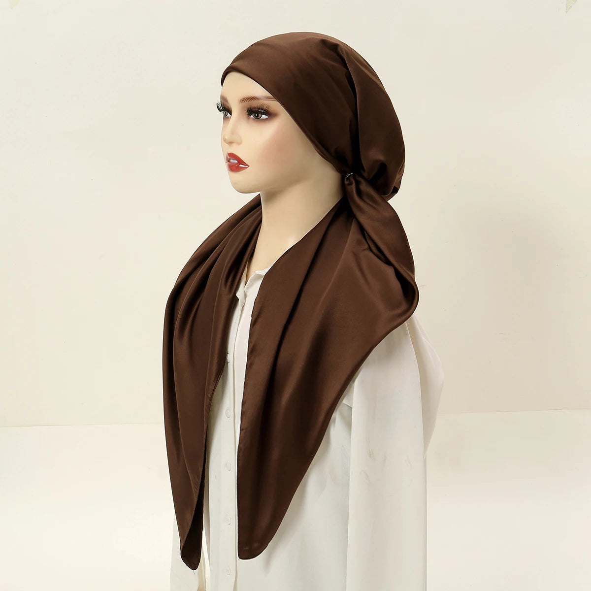 Satin Fabric Muslim Women Instant Hijab Scarf Soft Turban Headband Plain Elastic Bonnet Cover Head High-Quality Night Cap Wraps