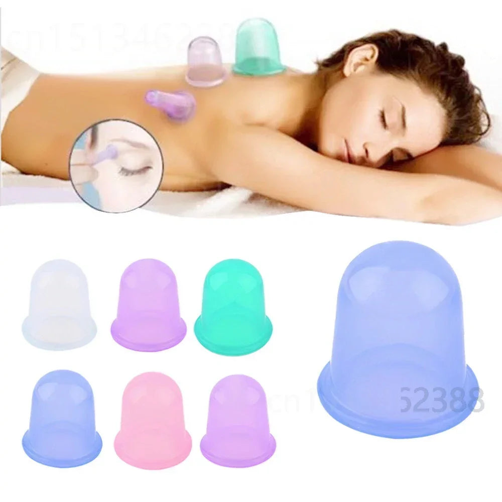 5 Colors Family Full Body Neck Back Massage Helper Sillicone Anti Cellulite Massager Vacuum Cans Cupping Cup Chinese Health Care