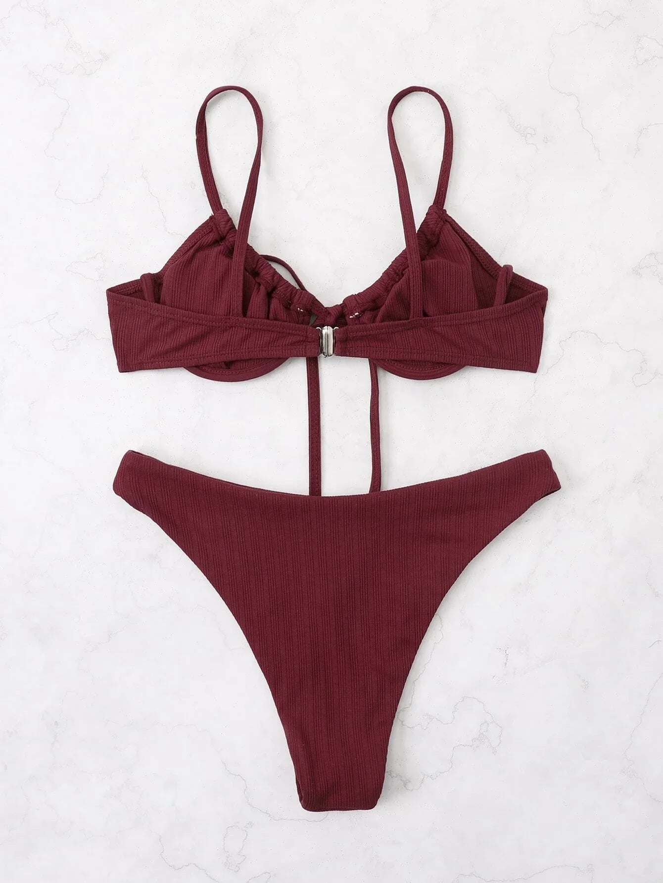 2025 Push Up Bikini Women Rib Tie Front Swimsuit Sexy Underwire Swimwear Female Bathers Bathing Swimming Suit Summer Beachwear