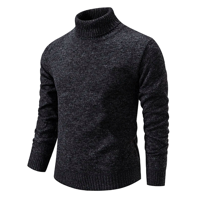 Sweater Men's Autumn Winter New Trend Slim Wool Thin Velvet Turtleneck Knit Bottoming Shirt Male Clothing