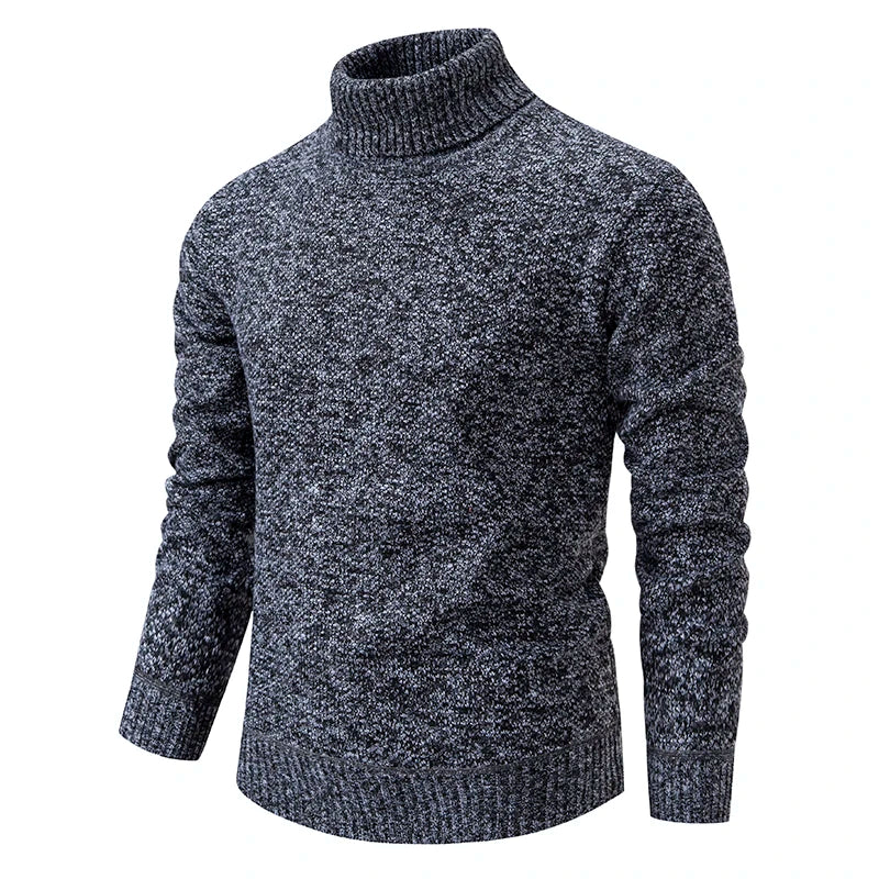 Sweater Men's Autumn Winter New Trend Slim Wool Thin Velvet Turtleneck Knit Bottoming Shirt Male Clothing