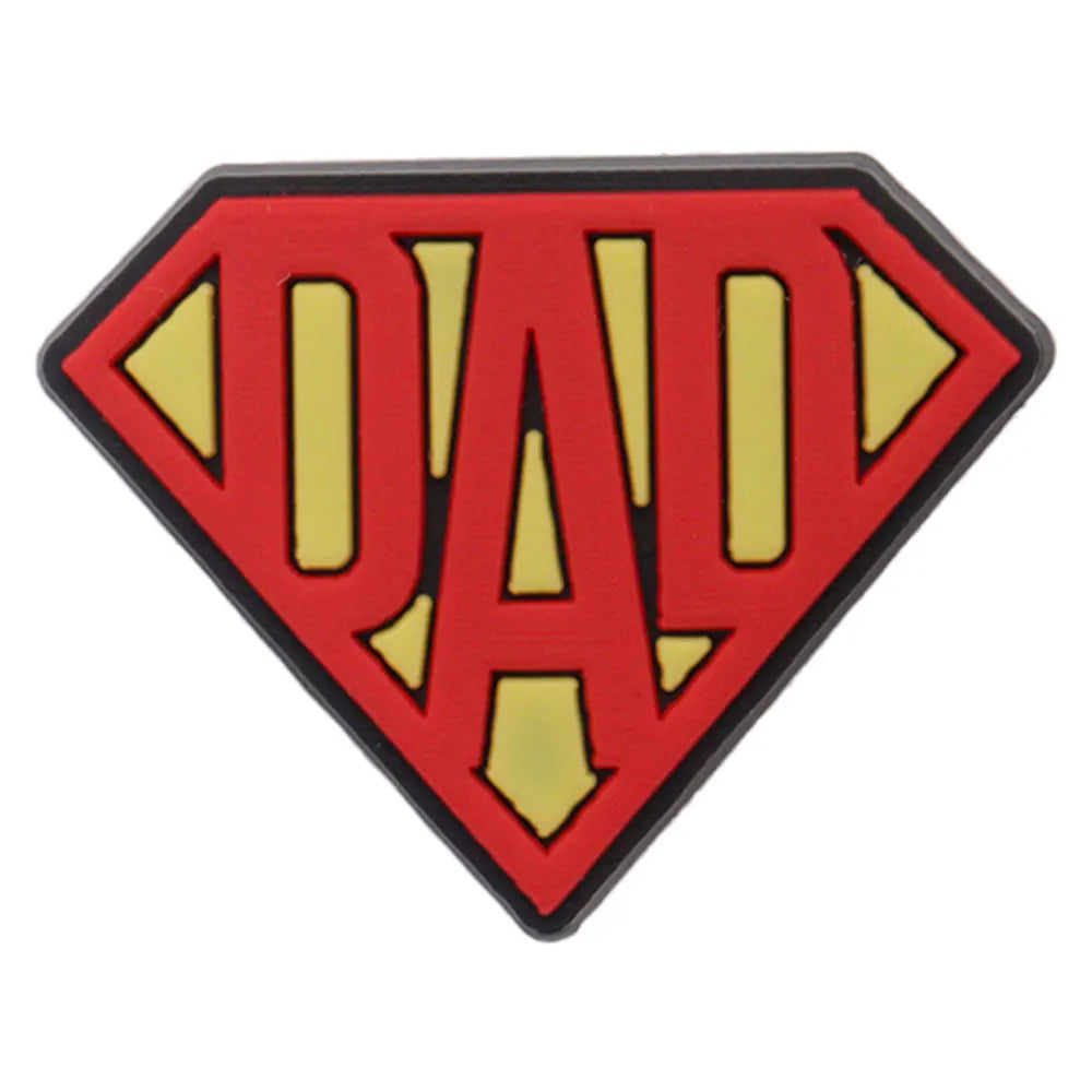 1-34PCS Cartoon Papa Happy Father's Day Best Dad Heart PVC Shoes Charms Accessories Buckle Clog Decorations DIY Bracelet