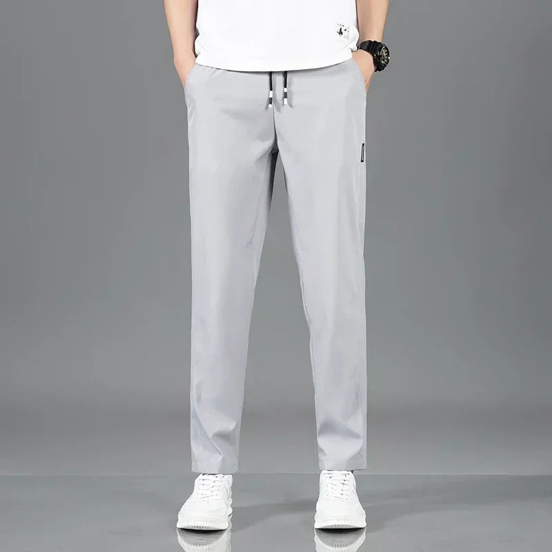 2024 Men's Sports Pants Spring Business Casual Loose Comfortable Drawstring Straight Pants Outdoor Fitness Jogger Men's Pants
