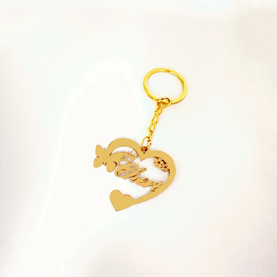 Personalized 1-5 Names Keychains for Men Women Stainless Steel Customized Heart Keyring Jewelry Father's Day Gifts