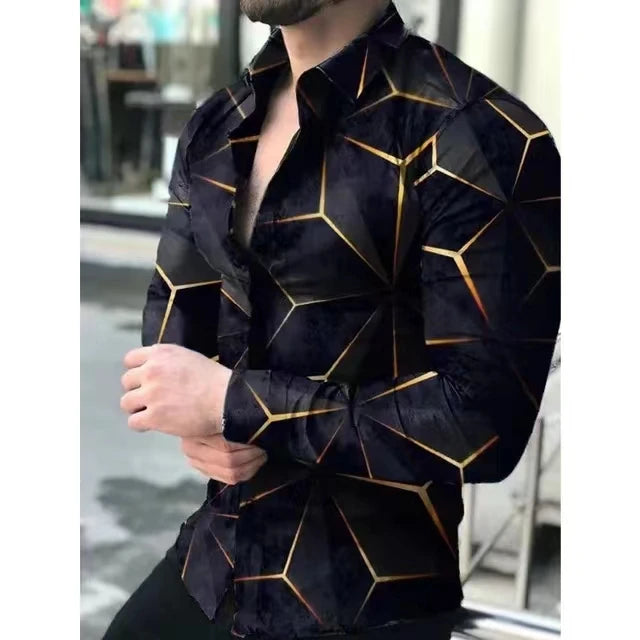 Summer Men's Shirt Long Sleeve Fashion 3D Printed Lapel Casual Luxury Shirt Hawaiian Casual Men's Shirt 2024xs-5xl