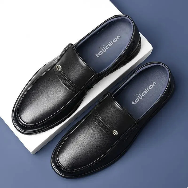 Man Casual Shoe Black Round Toe Classic Original Footwear Offer Cowhide Leather Loafers Shoes for Men High Quality Fashion Retro