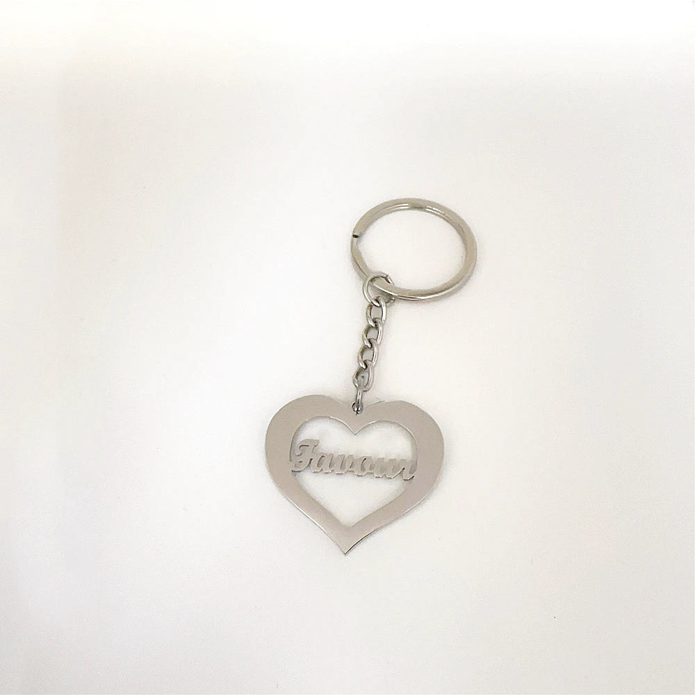 Personalized 1-5 Names Keychains for Men Women Stainless Steel Customized Heart Keyring Jewelry Father's Day Gifts