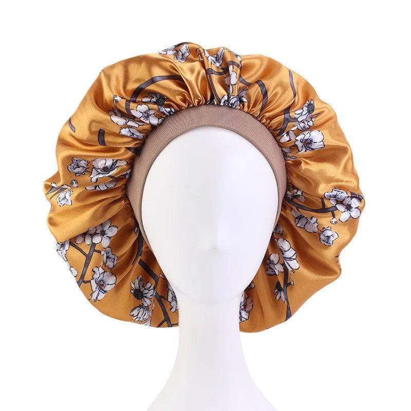 Extra Large Elastic Band Women Head Wrap Satin Bonnet Sleep Cap African Pattern Print Bonnet Ladies Night Cap Turban Chemo Hat