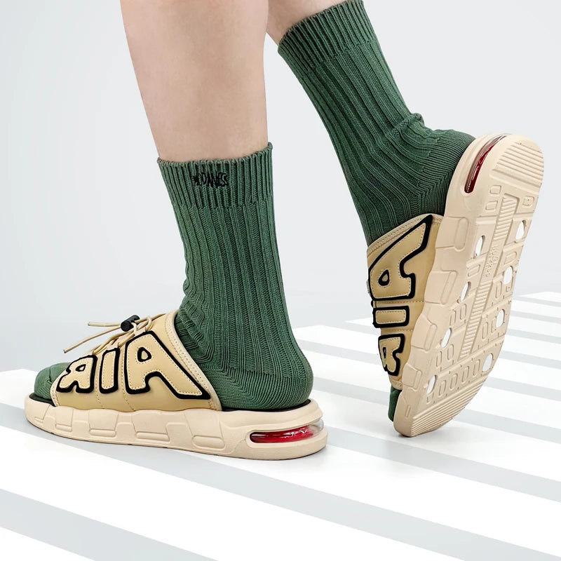 Men's Sport Slippers Summer Sandals Thick Sole Beach Flip-flops Flats Outdoor Breathable Sneaker Size 40-49 Big Fat