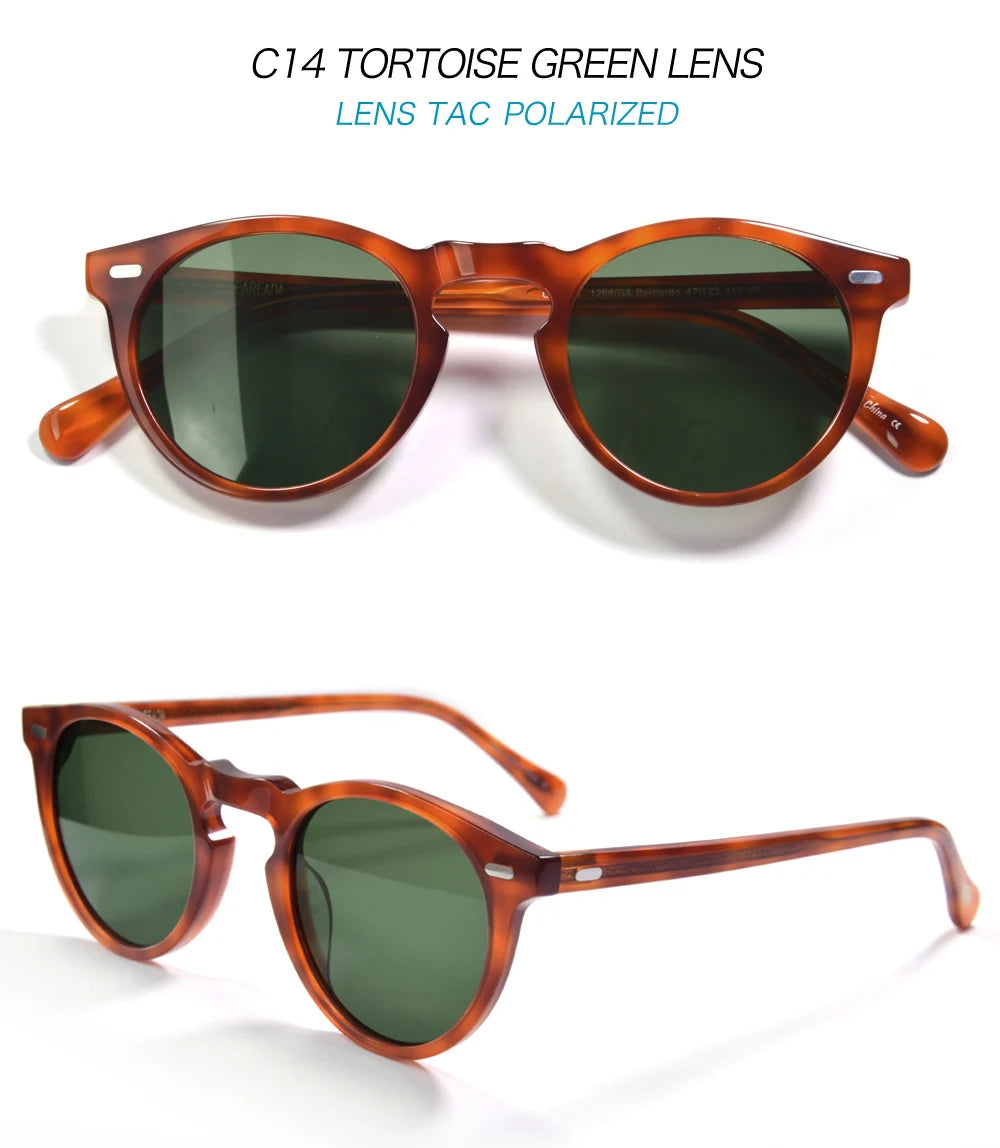 Gregory Peck OV5186 Vintage Round Men Sunglasses Frame Transparent Trendy Cicle Sunglasses for Women Polarized Round Sunglasses
