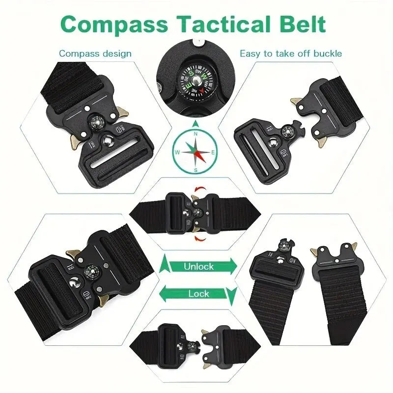 Men's Belt Outdoor Multi Function Compass Belt High Quality Canvas For Nylon Male Luxury Belts Women's Sports Jeans Neutral Belt