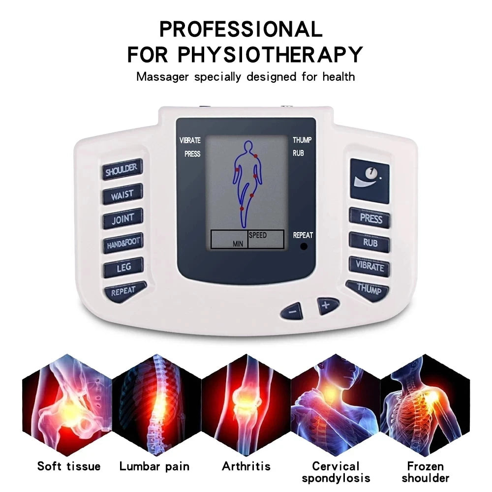 8 Modes EMS Electric Muscle Stimulator Tens Unit Machine with Hand Foot Massage Electrostimulator Pulse Massager for Body 8 Pads