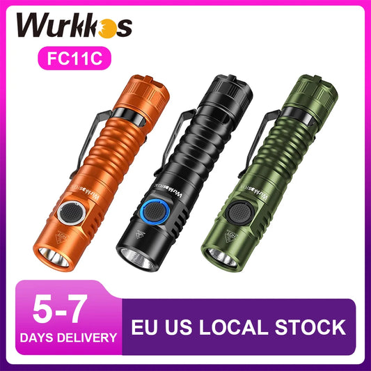 Wurkkos FC11C Nichia 519A Buck Circuit Hiking 18650 Flashlight Max ouput 1200 LM USB C Rechargeable EDC Torch Father's Day Gifts